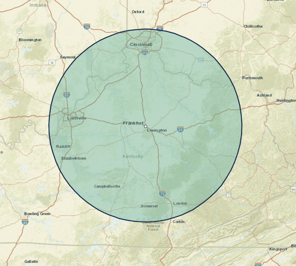 Lexington Kentucky Field Service Area | Auxo Medical