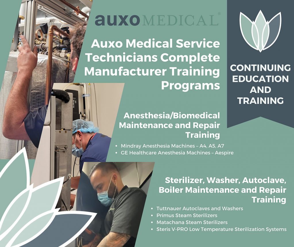 Auxo Medical Service Technicians Complete Manufacturer Training Programs