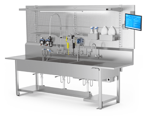 Triple Basin Decontamination Sink with Accessories