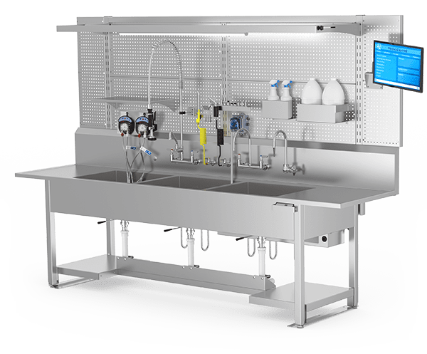 Triple Basin Decontamination Sink with Accessories