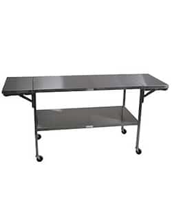 SS Instrument Table with Shelf 24 W x 36-60 L x 34 H, 12 Drop-Leaf on either end