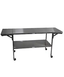 SS Instrument Table with Shelf 24” W x 48-72” L x 34” H, 12" Drop Leaf on either end
