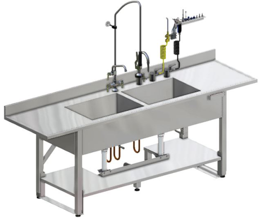 Double Basin Processing Pipe Model Adjustable Sink