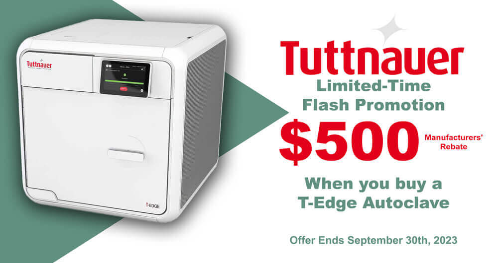 $500 Manufacturer Rebate on Tuttnauer T-Edge Autoclaves
