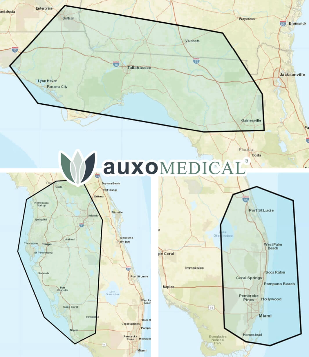Auxo Medical Florida Field Service Areas