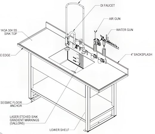 72 inch Long Stainless Processing Sink with Accessories - No DI