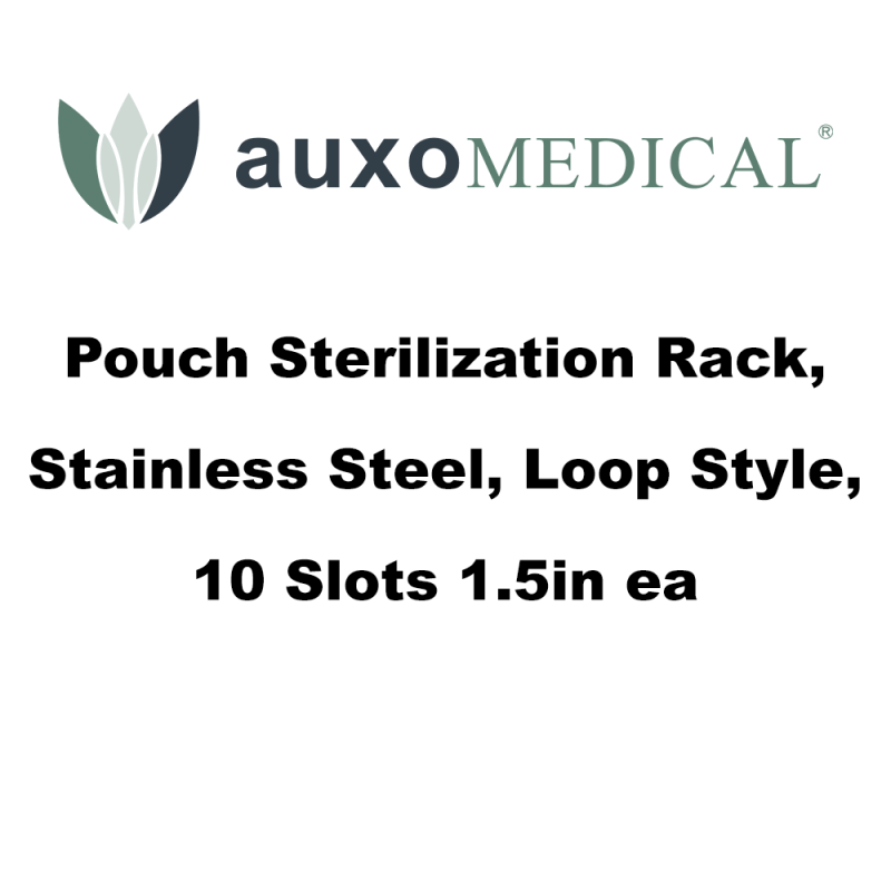 Pouch Sterilization Rack, Stainless Steel, Loop Style, 10 Slots 1.5in ea