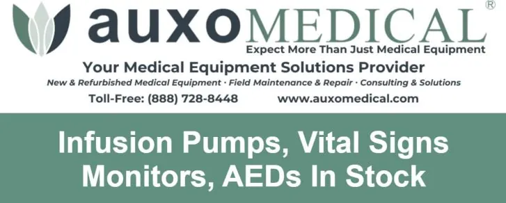 Infusion Pumps, Vital Signs Monitors, AED's In Stock at Auxo Medical