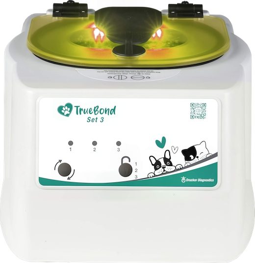 Drucker Diagnostics TrueBond Set 3 Set-and-lock veterinary centrifuge for blood, urine, fecal, and microhematocrit