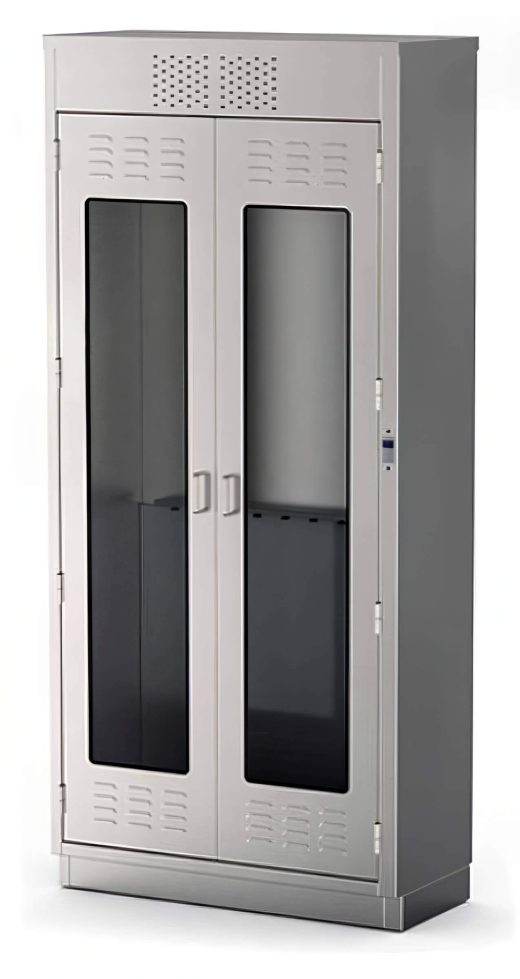 Scope Cabinet, Flat Top, Glass hinged doors, Standard Handles