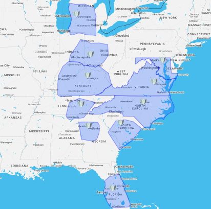 Auxo Medical Field Service Areas